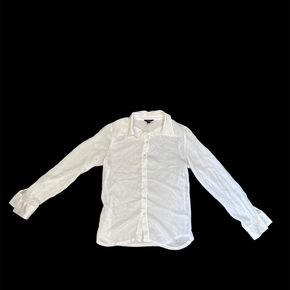AQUA White Button Down Blouse